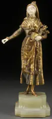 George Omerth, Charity -, Gilt bronze and ivory on carved onyx base