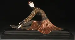 Russian Ballerina by Dimitri Haralamb Chiparus, Cold painted bronze with carved features on integral marble base, sold May 2016