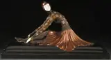 Dimitri Haralamb Chiparus, Russian Ballerina, Cold painted bronze with carved features on integral marble base