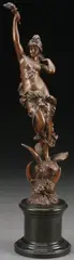 Knowledge - by Paul Aichele, Bronze with brown patina mounted on polished marble pedestal, sold May 2016