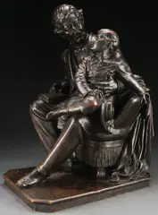 Learning His Letters by Henry Baerer, Bronze with dark brown patina, sold May 2016