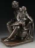 Henry Baerer, Learning His Letters, Bronze with dark brown patina
