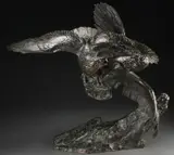 Maximilien Louis Fiot, Combat d'aigles, Bronze with dark brown and green patina