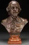 Hans Müller, A Bust of Shakespeare, Bronze with dark brown patina on marble pedestal