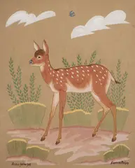 Harrison Begay, Spring Fawn, Watercolor and gouache on paper