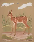 Harrison Begay, Spring Fawn, Watercolor and gouache on paper
