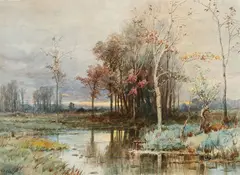 George Ernest Colby, Fall Landscape, Watercolor
