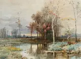 George Ernest Colby, Fall Landscape, Watercolor