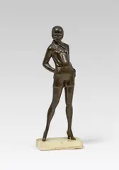 Bubi" (Louise Brooks) by Stephan Dakon, bronze, cast, patinated; rectangular onyx base; signed "DAKON" on left foot, offered Dec 2019