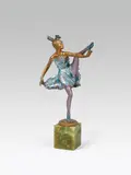 The High Kick by Bruno Zach, bronze, cast, coloured patina; square onyx base; signed and inscribed on the bronze plinth: "Zach", "ÖSTERREICH", sold Dec 2019