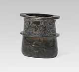 Gustav Gurschner, Vase, bronze, cast, patinated, partly silver plated; signed: "GURSCHNER"
