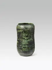 Robert Obsieger, Large floor vase, c. 1955, ceramics, green and black glazed; unmarked