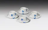 Josef Hoffmann, 4 Mocha cups with saucers, Pfeiffer & Löwenstein, Schlackenwerth, for the Wiener Werkstätte, c. 1919