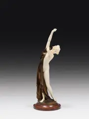 Ernst Seger, Nude with cape, bronze, cast, ivory, stone; signed and marked on the bronze-plinth
