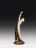 Ernst Seger, Nude with cape, bronze, cast, ivory, stone; signed and marked on the bronze-plinth
