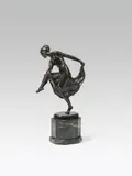 Rudolf Kaesbach, Dancer, bronze, cast, dark patinated; on the plinth signed; octagonal stone base; right leg restored
