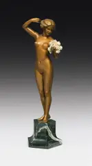 Otto Poertzel, Female Nude with bouquet