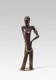 Hagenauer, Naked African Lady, nutwood, patinated; brass; marked on the lower surface of the plinth
