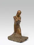 George Minne, Sacred Heart of Jesus, stone mass, patinated in metallic colors; signed laterally on the plinth: "GMINNE"