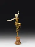 Paul Philippe, Russian Dancer, bronze, gold patinated; ivory, partly painted; signed on the marble base: "P. Philippe"