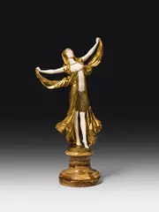 Peter Tereszczuk, Egyptian dancer, bronze, gold patinated; ivory; onyx base; signed on the reverse of the plinth: "P. Tereszczuk"