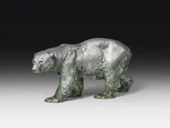 Otto Jarl, Polar bear, bronze, painted; signed on the neck: "JARL/O"