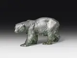 Otto Jarl, Polar bear, bronze, painted; signed on the neck: "JARL/O"
