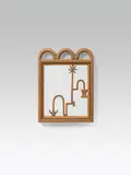 Josef Hoffmann, Mirror, lime wood, carved, without gilding; mirror glass; inscribed with pencil on the reverse: "Muster No. 23"