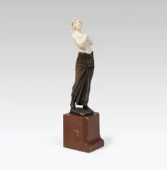 Eugène Barillot, Odaliske, bronze, cast, patinated; ivory; glass stones; signed on the reverse of the plinth: "Barillot Paris."; marble base