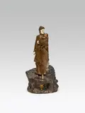 Victor-Constantin Delaigue, Dante Alighieri, bronze patinated and cold painted; signed on the ivory on the side of the base: "CDelaigue"