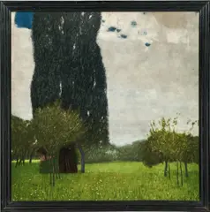 Josef Hoffmann, Picture frame, oak, black stained; original print after the painting "Die große Pappel" from Gustav Klimt