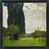 Josef Hoffmann, Picture frame, oak, black stained; original print after the painting "Die große Pappel" from Gustav Klimt