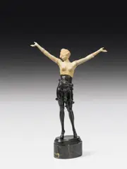 Bruno Zach, Stolen Hearts, bronze, ivory; stone base; signed; ivory with signs of age