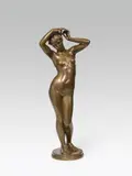 Nude tying her hair by Edmund Hofmann v. Aspernburg, bronze, cast, patinated; signed, 2 Künstlerhaus sticky lables, sold Dec 2017
