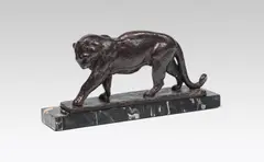 André Vincent Becquerel, Striding panther, bronze, cast, dark patinated; inscribed