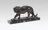 André Vincent Becquerel, Striding panther, bronze, cast, dark patinated; inscribed