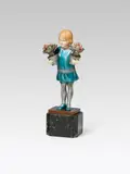 Richard W. Lange, Boy with flowerpots, Bronze, ivory; signed, cast stamp; stone base; slightly damaged
