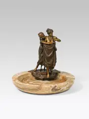 Bowl with erotic figure by Franz Xaver Bergmann, bronze, stone; signed; bowl slightly damaged, sold Jun 2017