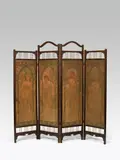 Alphonse Mucha, Paravent (four parts), lithograph, wood, brass; each signed and dated; signs of age