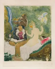 Richard Teschner, Der Paradiesvogel, coloured etchings on cardboard; signed and dated at the lower right: "Richard Teschner 1926"; framed