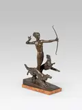 Diana mit Hunden by Josef Lorenzl, Bronze, gegossen, patiniert; signiert: "Lorenzl"; Steinplinthe, sold Feb 2016