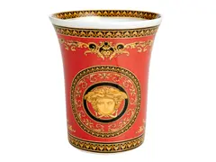 Rosenthal, FOR VERSACE, MEDUSA VASE, The Baroque print vase styled in red, gold and black porcelain, 18 x 15.5cm