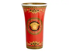 Rosenthal, FOR VERSACE, LARGE MEDUSA VASE, The Meduse Baroque vase styled in red, gold and black porcelain, 26.5 x 16cm