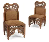 Lewis Nockalls Cottingham, PAIR OF GOTHIC REVIVAL SIDE CHAIRS, CIRCA 1840, 1840, oak with later upholstered backs and drop-in seats