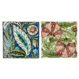 William De Morgan, 'DOUBLE CARNATION' 8-INCH TILE, SAND'S END PERIOD, CIRCA 1890, 1890, glazed earthenware