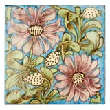 William De Morgan, 'FLOWERS & FOLIAGE' OR 'HONEYSUCKLE' 8-INCH TILE, CIRCA 1880, 1880, glazed earthenware