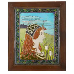 Clement Heaton, ARTS & CRAFTS RECTANGULAR PLAQUE, DATED 1898, 1898, copper cloisonné enamel