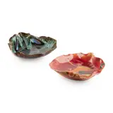 TWO FREEFORM DISHES, CIRCA 1879 by Christopher Dresser, 1879, glazed earthenware, sold Apr 2021