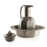 George Logan, GLASGOW STYLE TOILET SET, CIRCA 1901, 1901, pewter with inset turquoise and garnet-coloured cabochon stones
