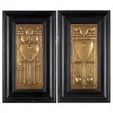 Talwin Morris, PAIR OF RARE GLASGOW SCHOOL PANELS, CIRCA 1893, 1893, brass with repoussé decoration